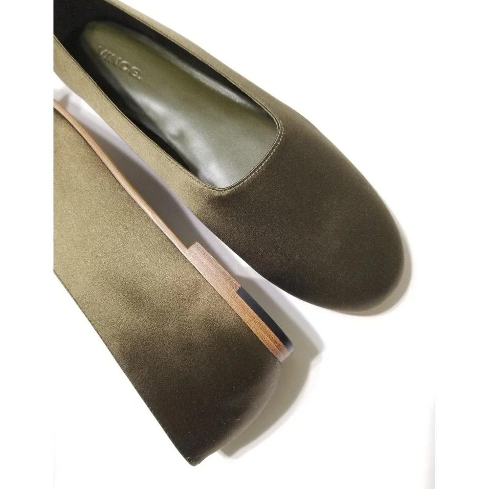 NIB‎ Vince Maxwell Italian Satin Ballet Flat Olive Green Size 6.5, 8.5 $225